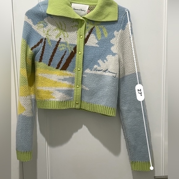 HOUSE OF SUNNY Day Dreamer Graphic-Print Knitted Cardigan Size 4 - Picture 12 of 14